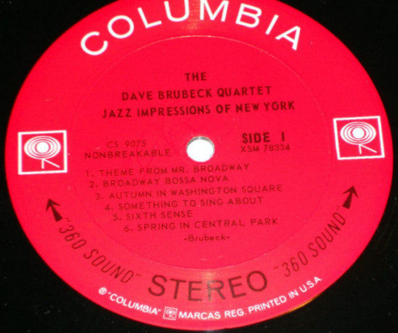 The Dave Brubeck Quartet : Jazz Impressions Of New York (LP, Album, Pit)