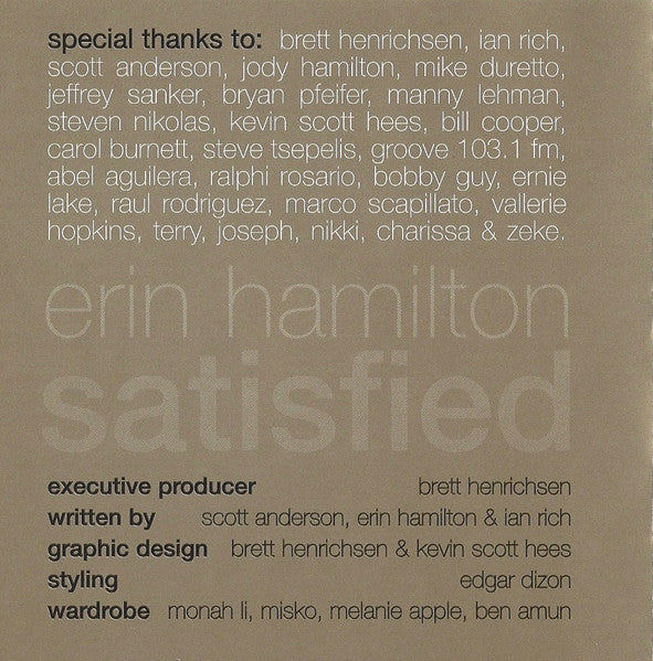 Erin Hamilton : Satisfied (CD, Maxi)