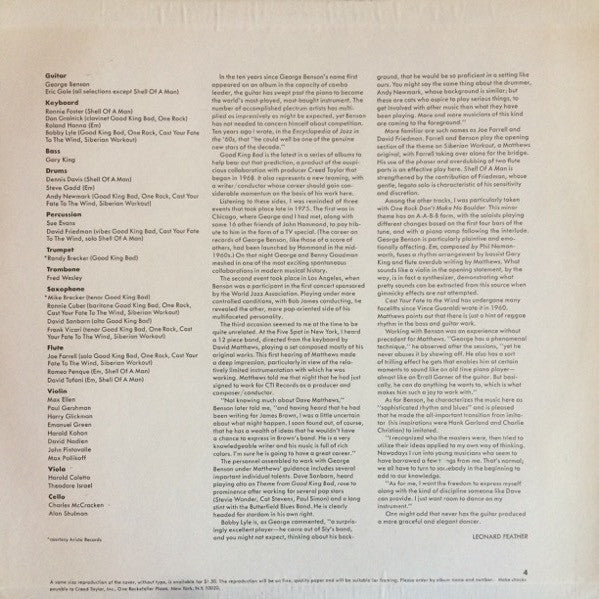 George Benson : Good King Bad (LP, Album, Gat)