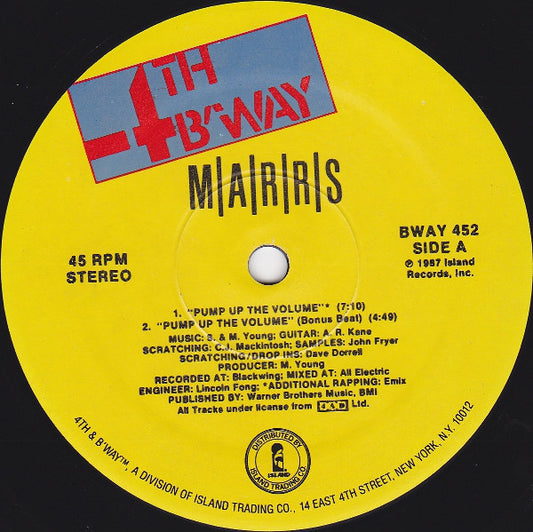 M|A|R|R|S : Pump Up The Volume (12", Com)