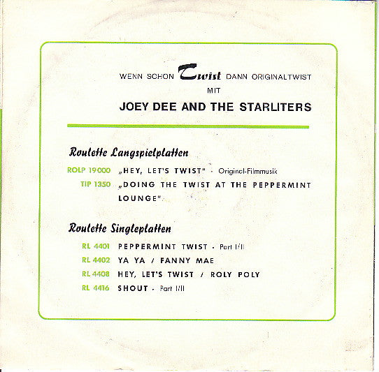 Joey Dee & The Starliters : Ya Ya (7", Single)