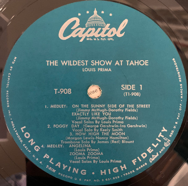 Louis Prima, Keely Smith* With Sam Butera And The Witnesses : The Wildest Show At Tahoe (LP, Album, Mono)