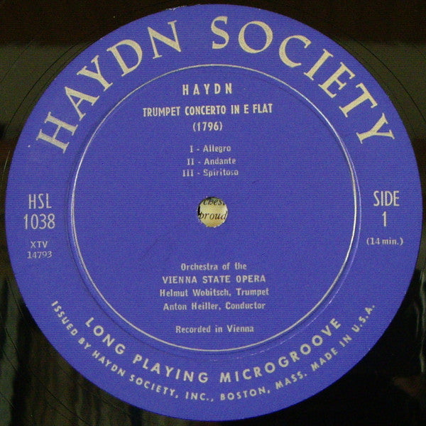 Joseph Haydn, Anton Heiller, The Orchestra Of The Vienna State Opera*, Helmut Wobitsch*, The Vienna Symphony Orchestra*, Franz Koch (4), Erna Heiller : Concerto For Trumpet In E Flat / Concerto For Horn In D (LP, Mono)