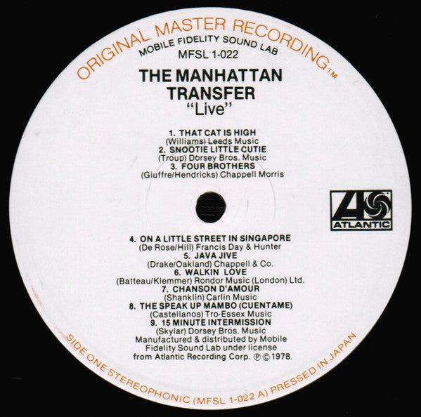 The Manhattan Transfer : Live (LP, Album, Ltd, RE, RM)