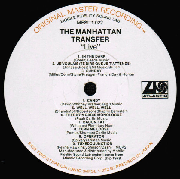 The Manhattan Transfer : Live (LP, Album, Ltd, RE, RM)