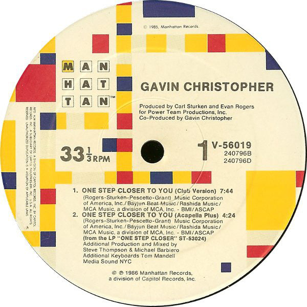 Gavin Christopher : One Step Closer To You (12")