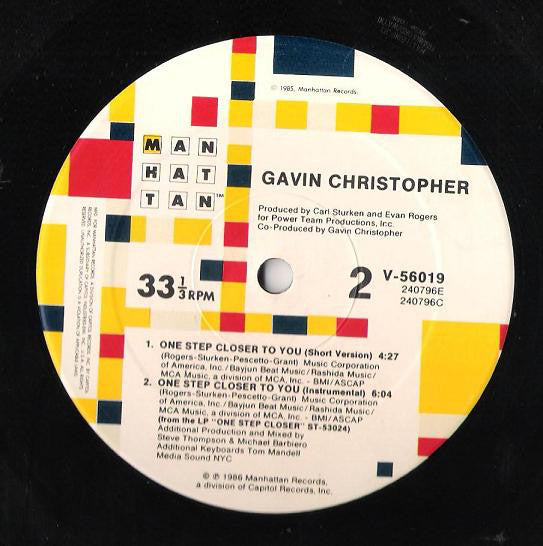 Gavin Christopher : One Step Closer To You (12")