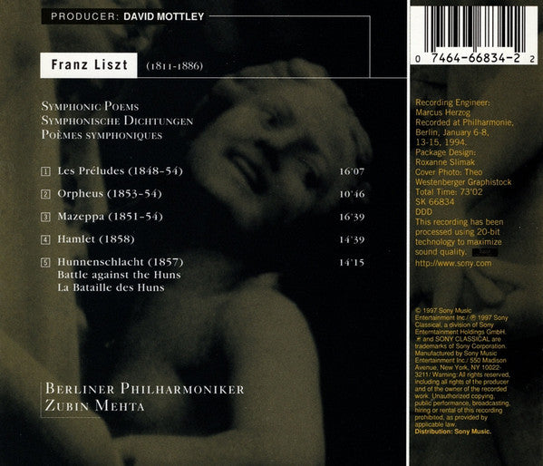 Liszt*, Berliner Philharmoniker, Mehta* : Symphonic Poems (CD)