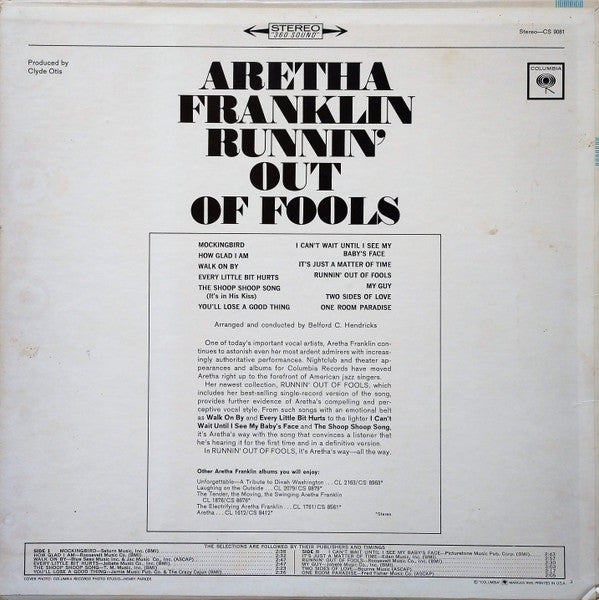 Aretha Franklin : Runnin' Out Of Fools (LP, Album)