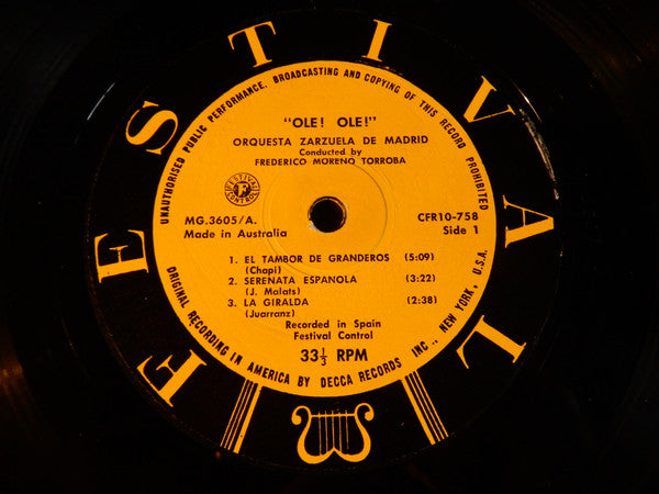 Orquesta Zarzuela De Madrid : Ole Ole (10")