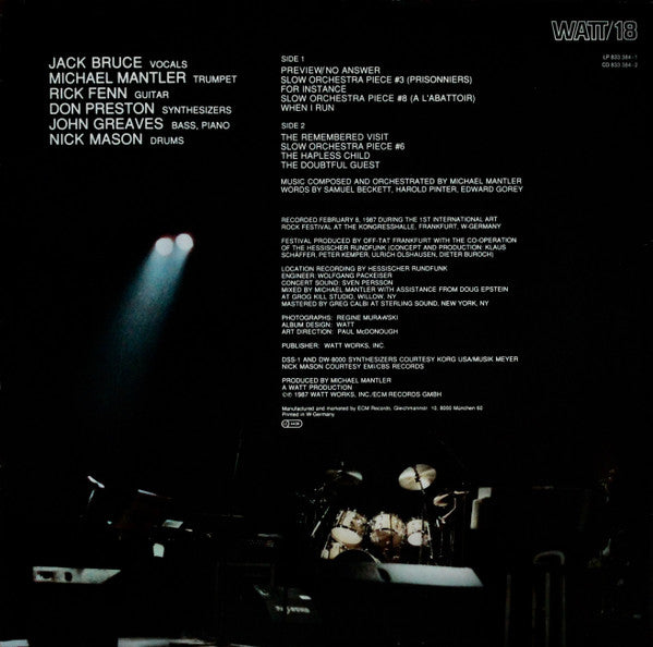 Michael Mantler  With  Jack Bruce, Rick Fenn, Don Preston, John Greaves, Nick Mason : Live (LP, Album, Gat)