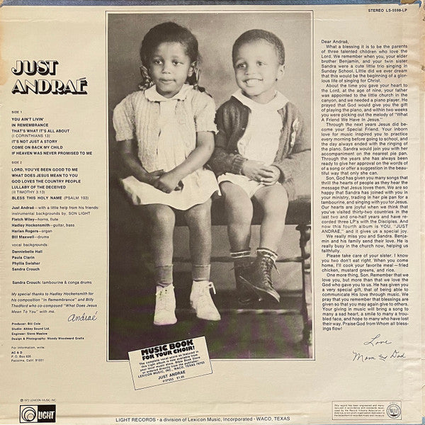 Andraé Crouch : Just Andraé (LP, RE)