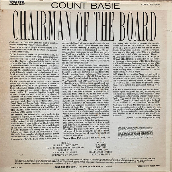 Count Basie : Chairman Of The Board (LP, Album, RE, Bes)