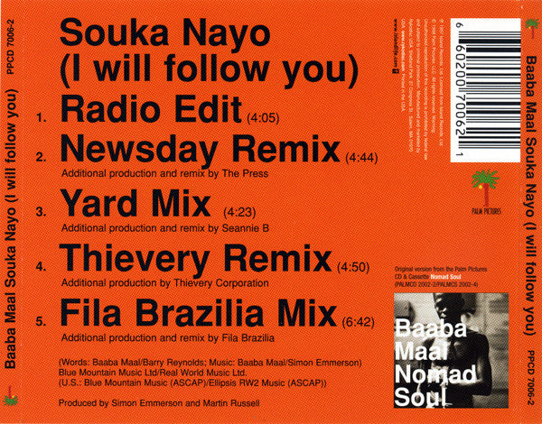 Baaba Maal : Souka Nayo (I Will Follow You) (CD, Maxi)