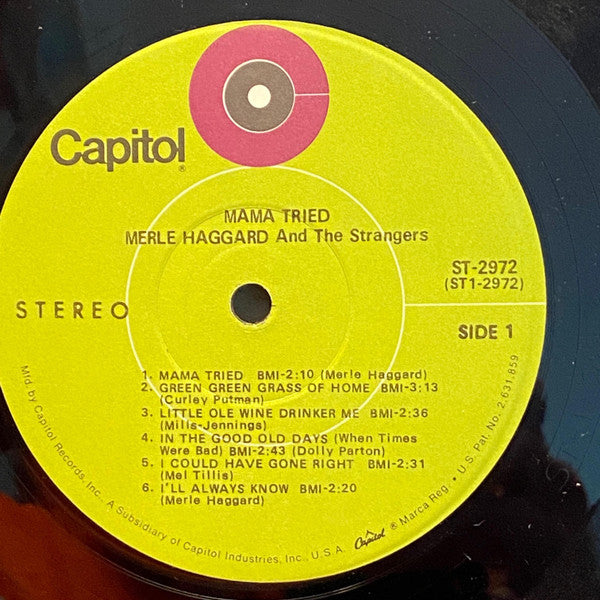 Merle Haggard And The Strangers (5) : Mama Tried (LP, Album, RM, Win)