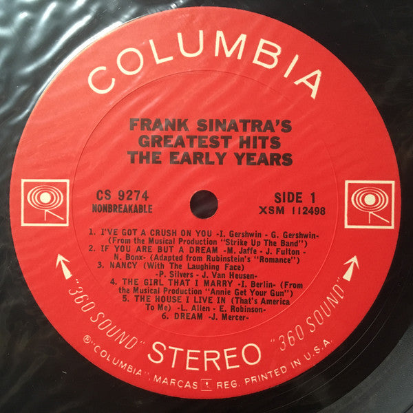 Frank Sinatra : Frank Sinatra's Greatest Hits The Early Years (LP, Comp)