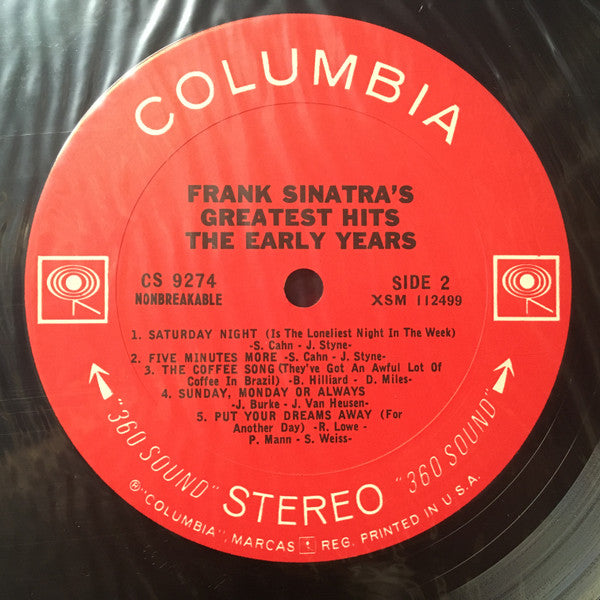 Frank Sinatra : Frank Sinatra's Greatest Hits The Early Years (LP, Comp)