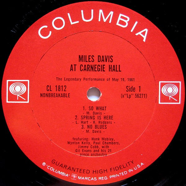 Miles Davis : Miles Davis At Carnegie Hall (LP, Album, Mono, RP, Ter)