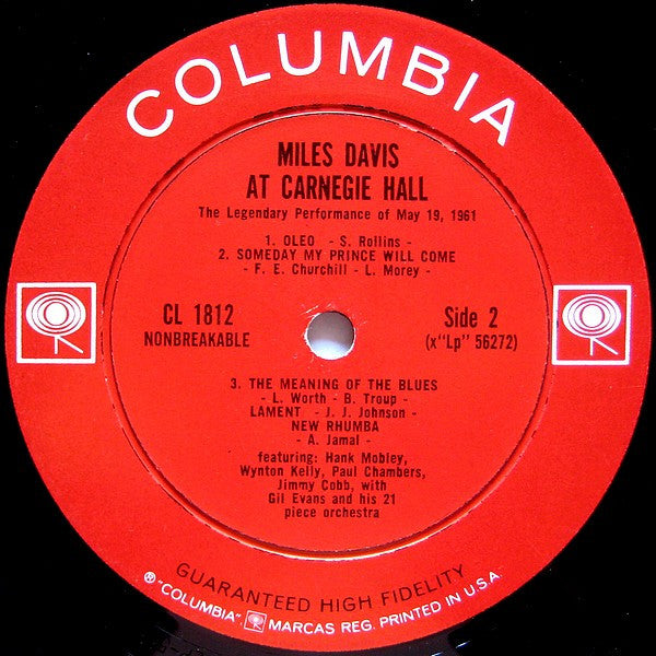 Miles Davis : Miles Davis At Carnegie Hall (LP, Album, Mono, RP, Ter)