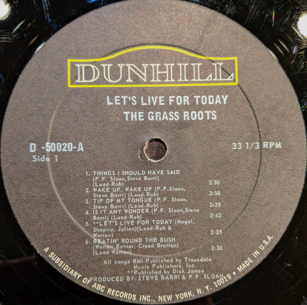 The Grassroots* : Let's Live For Today (LP, Mono)