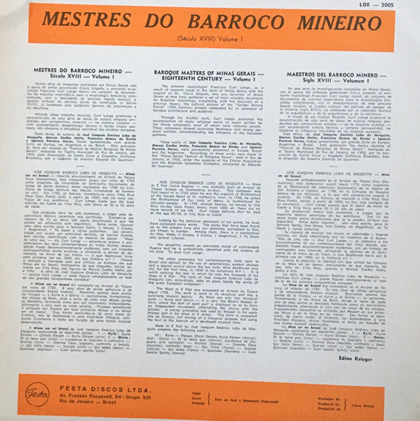 José Joaquim Emérico Lobo De Mesquita*, Orquestra Sinfônica Brasileira : Missa Em Mi Bemol (LP, Album)