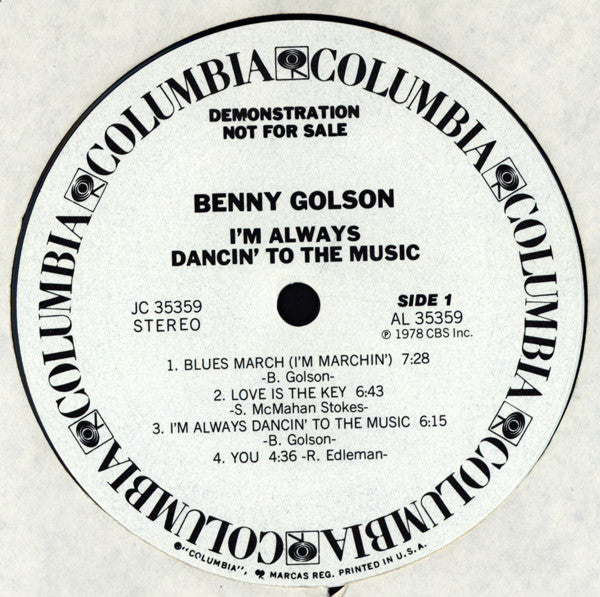 Benny Golson : I'm Always Dancin' To The Music (LP, Album, Promo)