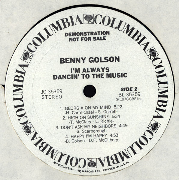 Benny Golson : I'm Always Dancin' To The Music (LP, Album, Promo)