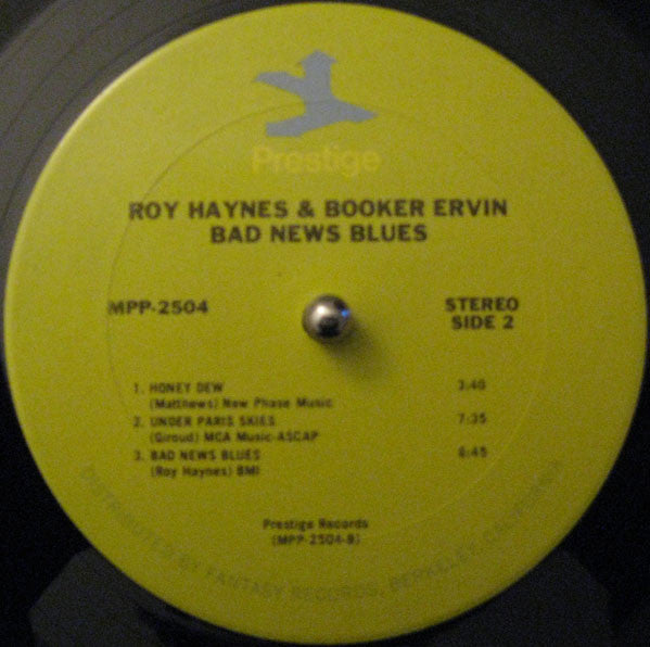 Roy Haynes And Booker Ervin : Bad News Blues (LP, Album, RE)