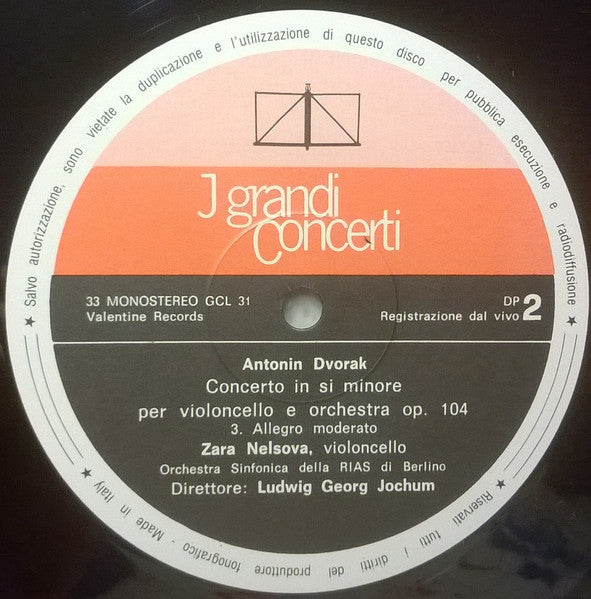 Dvořak*, Nelsova*, Jochum* : Concerto Per Violoncello Op. 104 (LP, Mono)