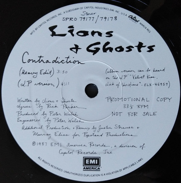 Lions & Ghosts : Contradiction (12", Promo)