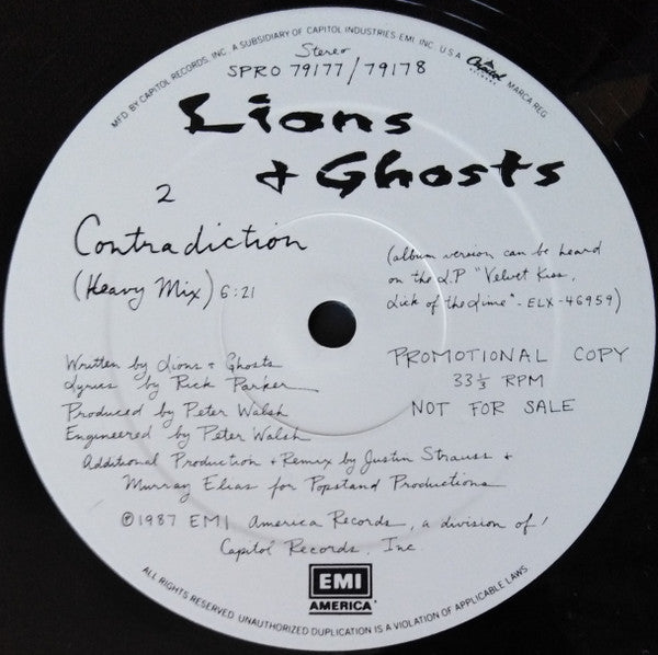 Lions & Ghosts : Contradiction (12", Promo)