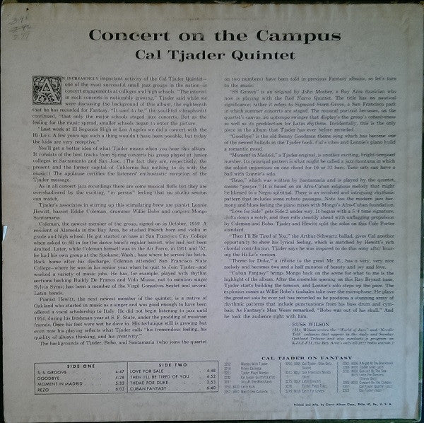 Cal Tjader Quintet : Concert On The Campus (LP, Album, Mono, Red)