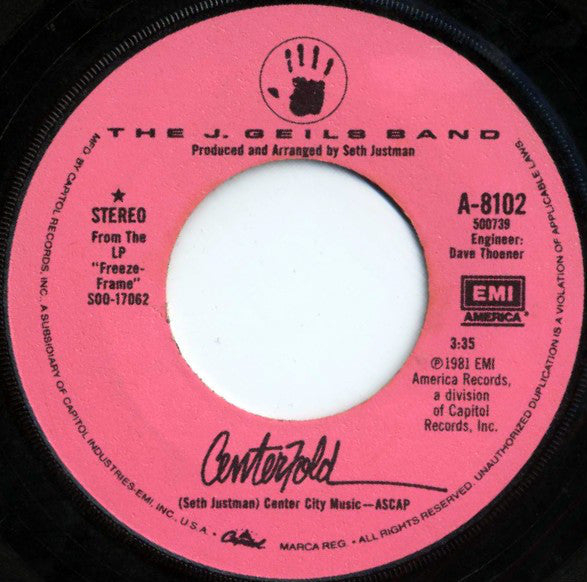 The J. Geils Band : Centerfold (7", Single, Win)