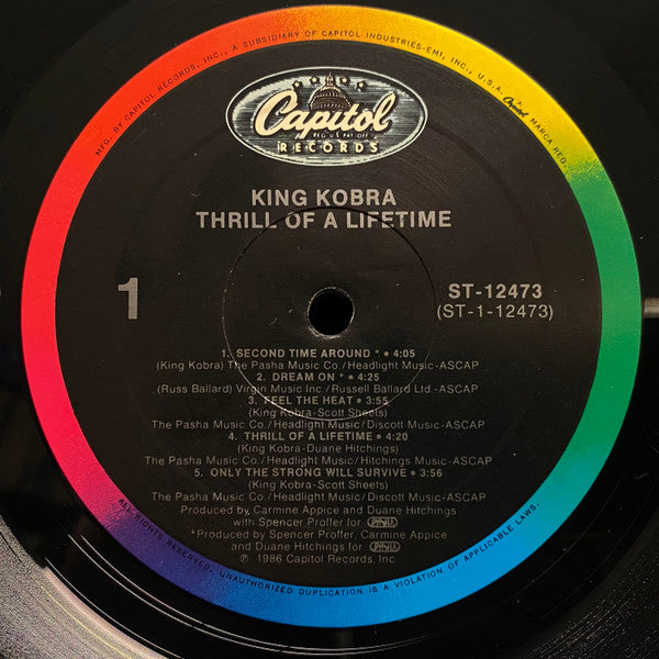 King Kobra (4) : Thrill Of A Lifetime (LP, Album, All)