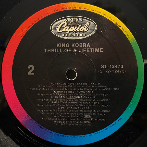 King Kobra (4) : Thrill Of A Lifetime (LP, Album, All)
