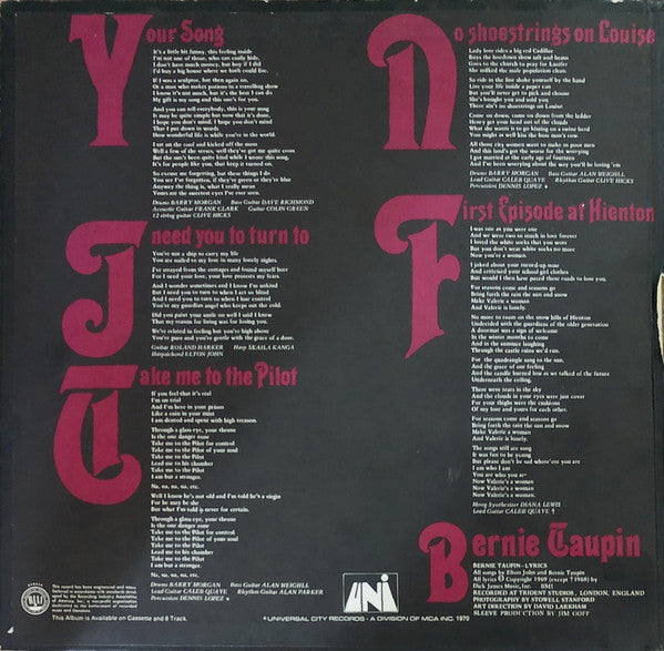 Elton John : Elton John (LP, Album, Mon)