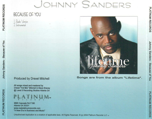 Johnny Sanders (2) : Because Of You (CD, Single)