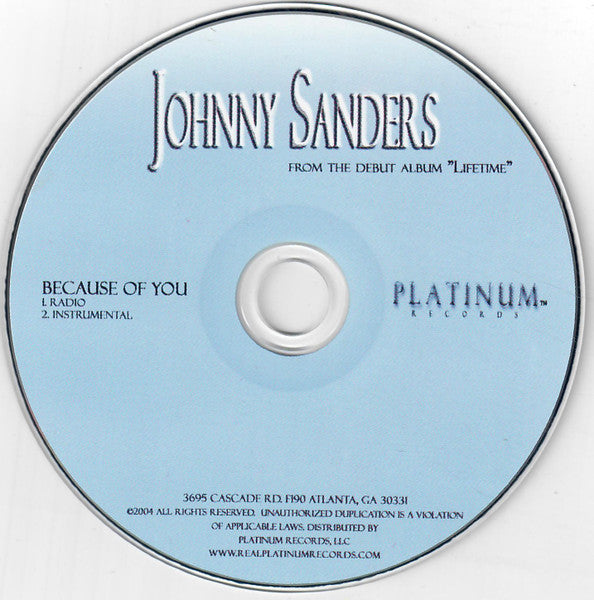 Johnny Sanders (2) : Because Of You (CD, Single)