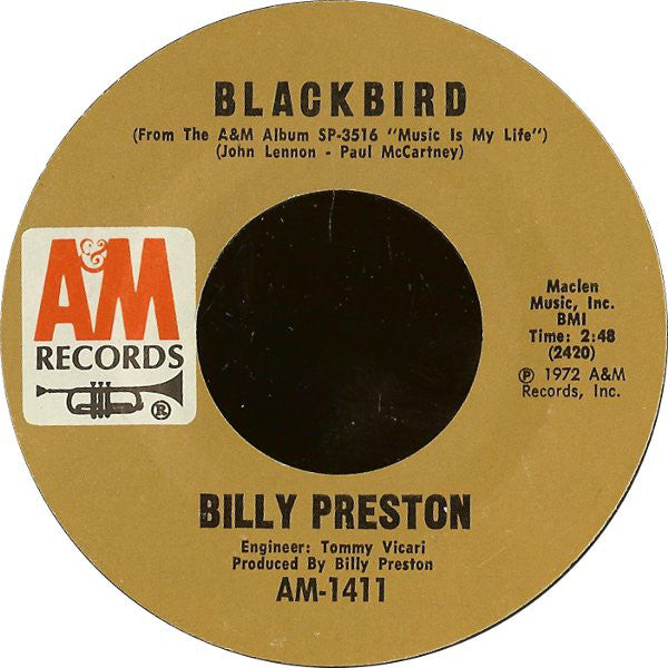 Billy Preston : Will It Go Round In Circles / Blackbird (7", Single, Styrene, Pit)