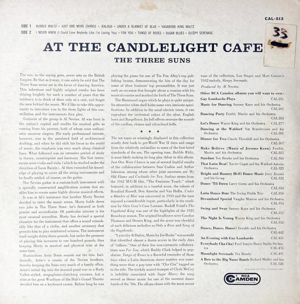 The Three Suns : At The Candlelight Cafe (LP, Album, Mono, Ind)