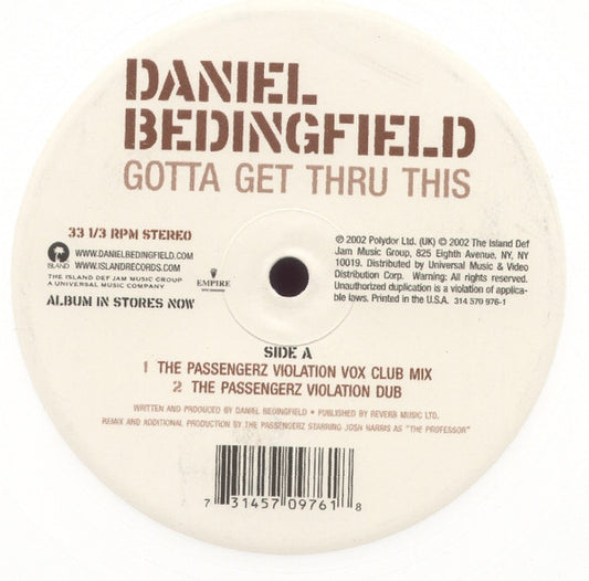 Daniel Bedingfield : Gotta Get Thru This (12", Whi)