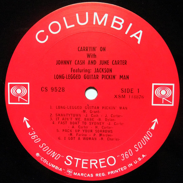 Johnny Cash & June Carter : Carryin' On With Johnny Cash & June Carter (LP, Album, Pit)