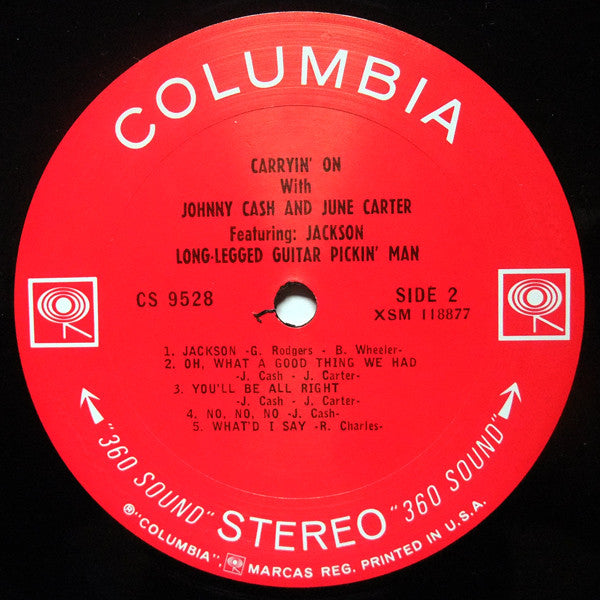 Johnny Cash & June Carter : Carryin' On With Johnny Cash & June Carter (LP, Album, Pit)