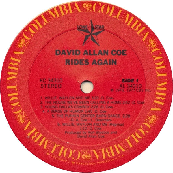 David Allan Coe : Rides Again (LP, Album, Ter)