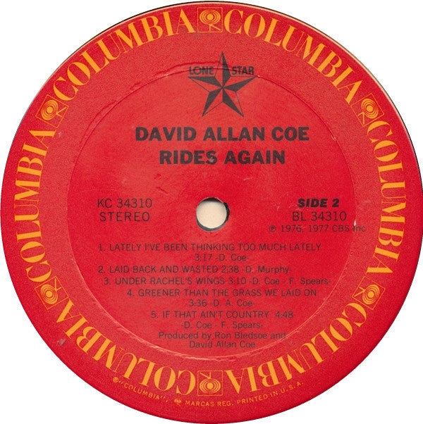 David Allan Coe : Rides Again (LP, Album, Ter)