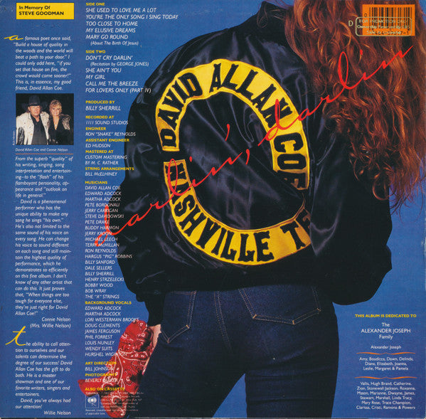 David Allan Coe : Darlin', Darlin' (LP, Album, Pit)
