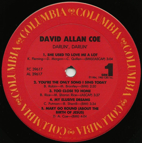 David Allan Coe : Darlin', Darlin' (LP, Album, Pit)