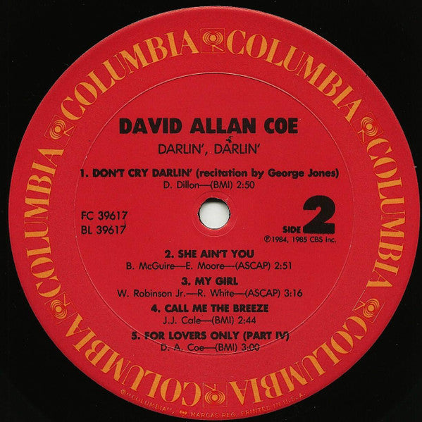 David Allan Coe : Darlin', Darlin' (LP, Album, Pit)