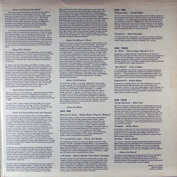 University Of Miami Concert Jazz Band* : Halcyon Days (2xLP, Album)