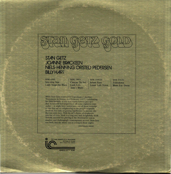Stan Getz Quartet : Stan Getz Gold  ..." Happy 50th Stan" - A Celebration, Live At Montmartre (2xLP, Album)